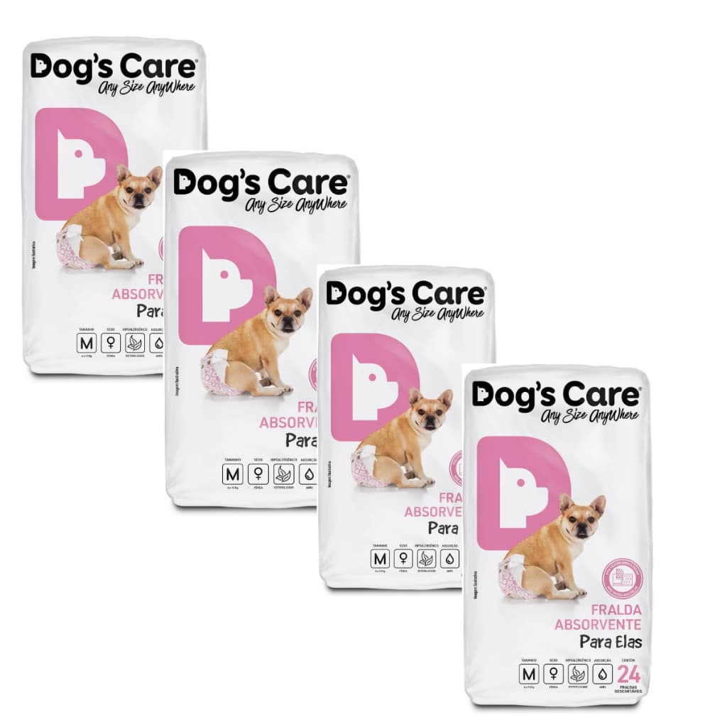 Kit Fralda Higiênica Pet P/ Cães Fêmea Dogs Care Tam M 96 Un