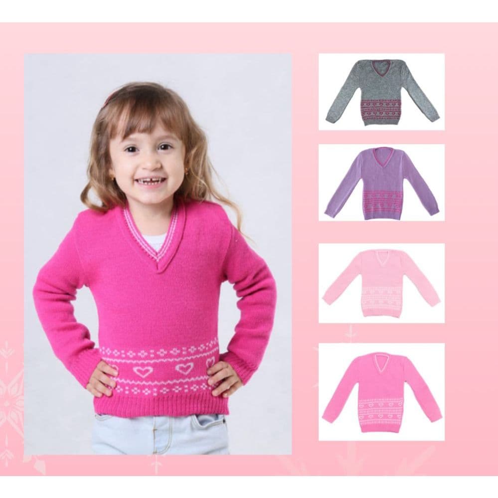 Blusa Cacharrel Lã Infantil Menina Manga Longa Diversas Estampas De 1 a 8 Anos