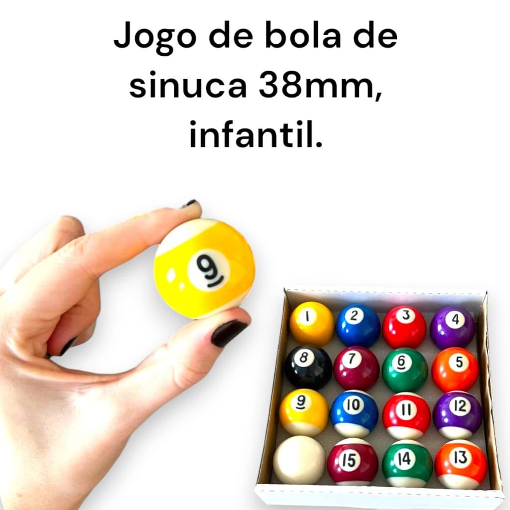 Kit jogo completo bolas de sinuca para crianças 38mm diversão garantida 16 peças kids