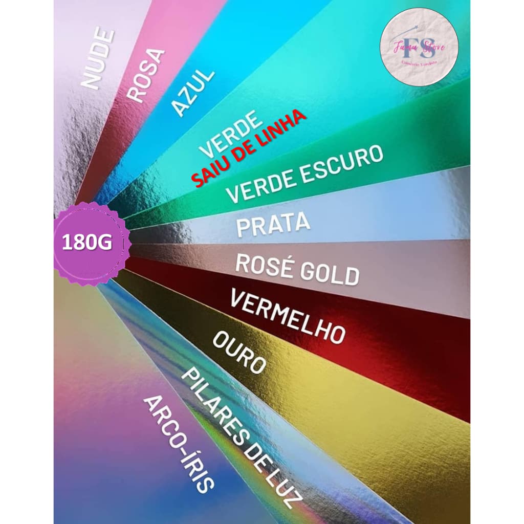 Papel Laminado Lamicote 180g - A4 -  10 Folhas - Varias Cores