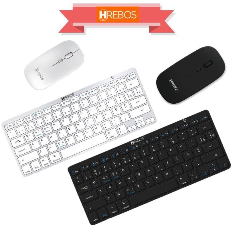 Kit Teclado + Mouse Bluetooth sem fio Compativel com Mac ios Android Windows HREBOS HS-750K