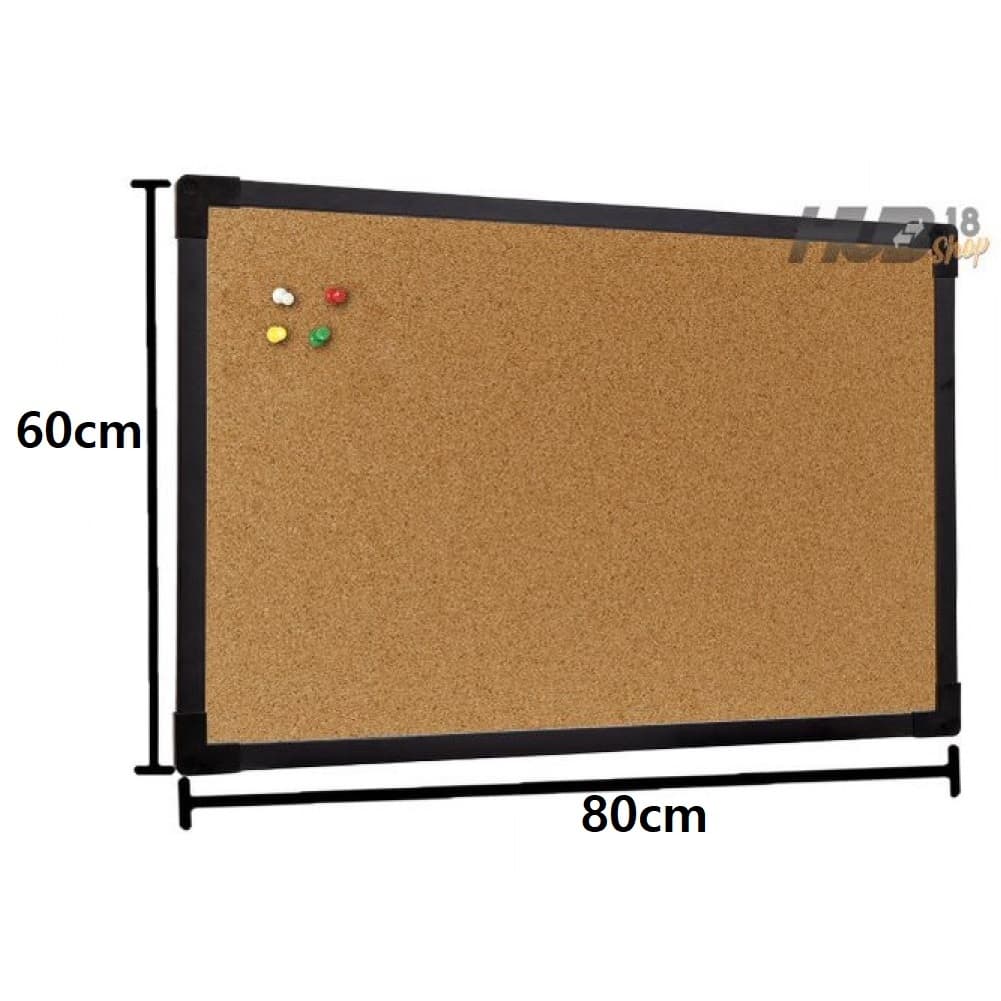 Quadro Cortiça Aviso Fotos Mural 80X60cm Moldura Preta Stalo