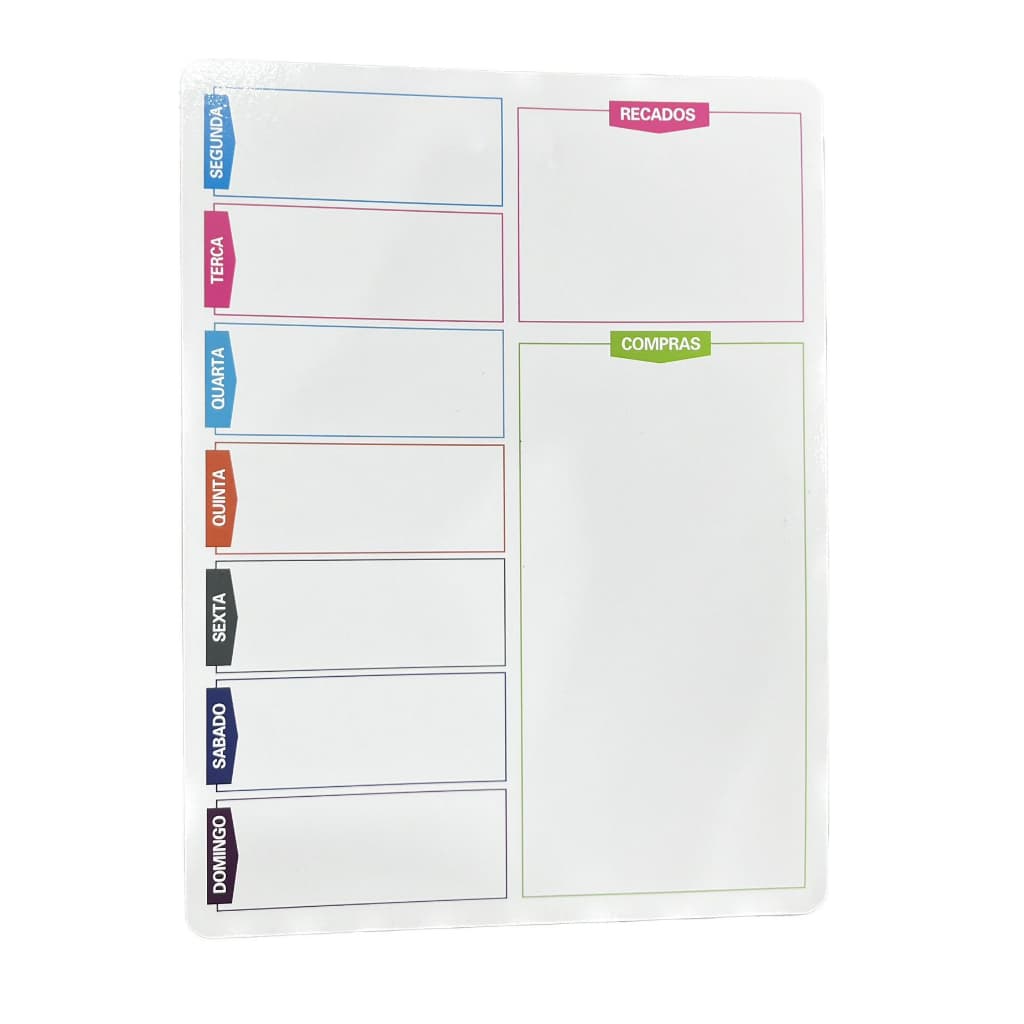Planner Lembrete Magnético Lousa Imã Geladeira Porta Recados Anotação Semanal /Compras/Recado