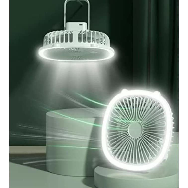 Ventilador Mesa Recarregável Usb Com Luminária Vento Forte