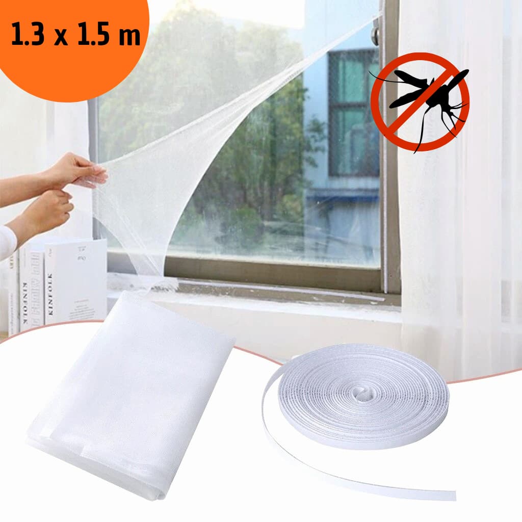 KIT Tela Mosquiteira Para Janela Velcro Fácil Aplicação Adaptável Previne Dengue 1,3 X 1,5m