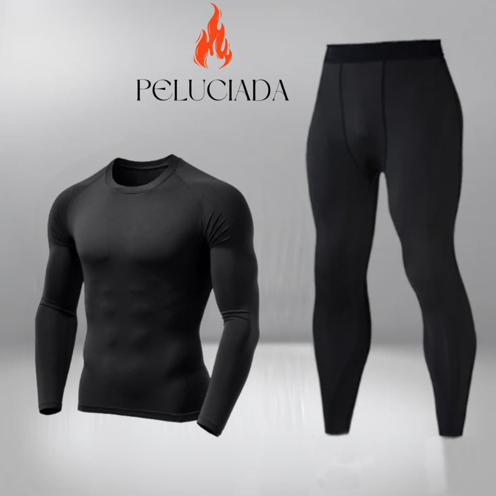 Kit Calça e Camisa Peluciada Térmica Segunda Pele Tecido Flanelado Ideal Para Inverno