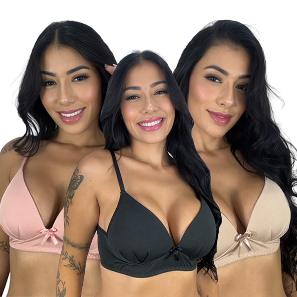 Kit 3 Sutiã com Bojo Conforto Soutien Sem Aro Preço de Fábrica