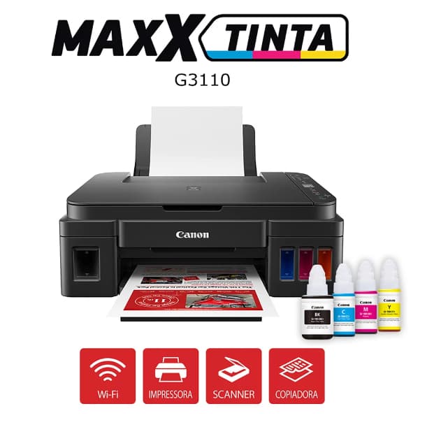 Impressora Multifuncional Canon G3110 - Tanque de Tinta Colorida Wi-Fi USB, Fotográfica