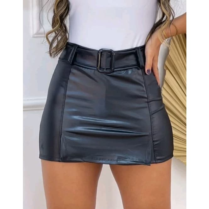 Short saia cinto embutido cirre cintura alta TECIDO CIRRÊ P AO GG