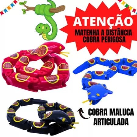 kit c/4 Cobra Maluca Articulada Plástico Brinquedo Kit Festa Lembrancinha Prenda