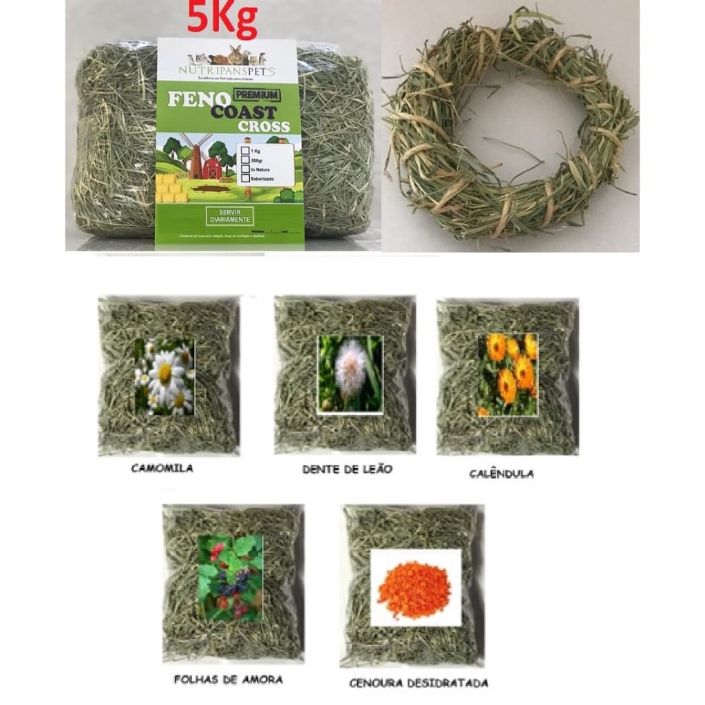 5kg Feno Coast Cross Premium 1 kit verão 1 Guirlanda Nutripanspets
