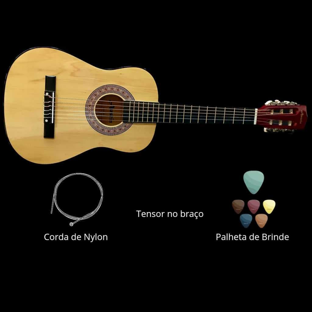 Violão Acústico Nylon Natural + Palheta Austin/Black Wood c/Tensor +420 Vendas