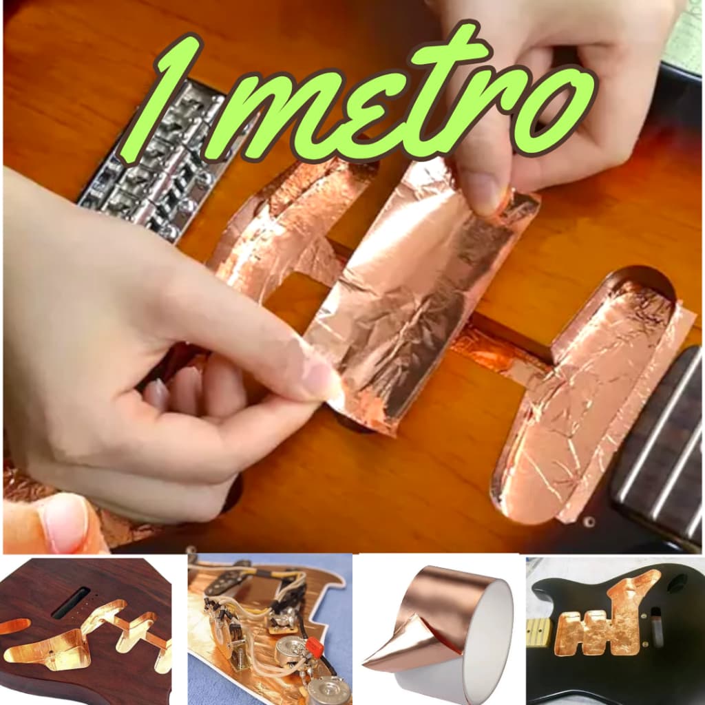 1 metro Fita folha de cobre adesiva condutiva blindagem guitarra 50mm baixo pedal strato caster tele