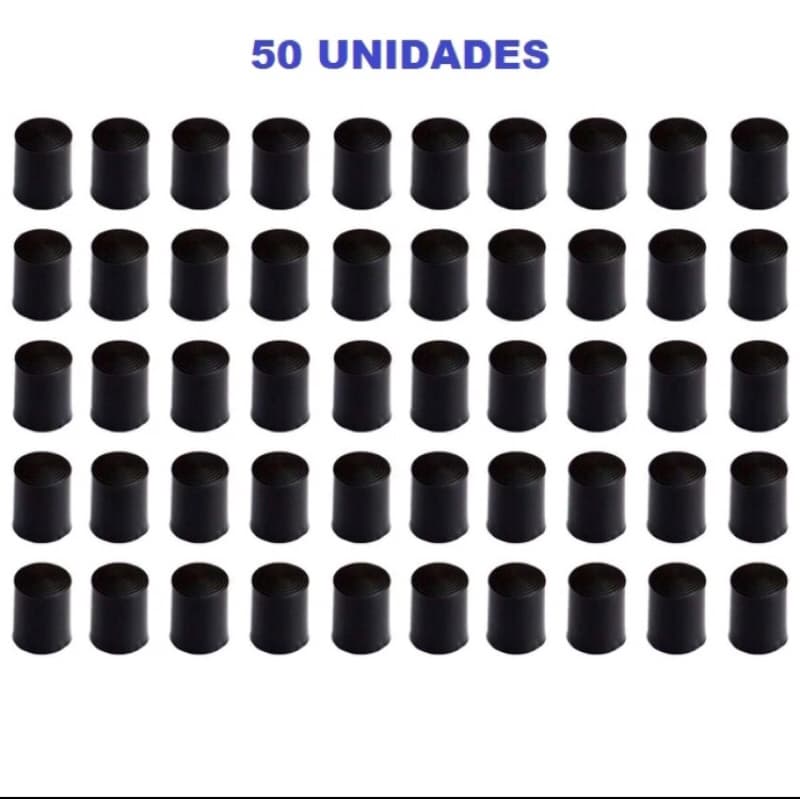 Ponteira Virola Rista de Plástico Preta 50 Unidades para Taco de Sinuca Bilhar Snooker