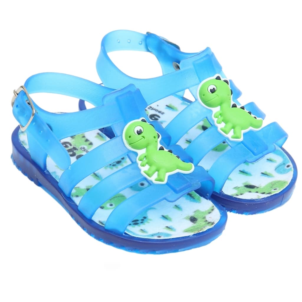 Papete infantil menino sandália dinossauro verde azul claro antiderrapante juju shoes