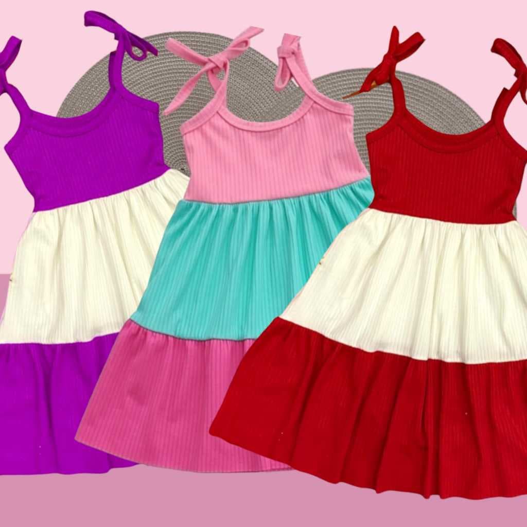 KIT com 2 Vestidos infantil menina multicolorido 3 maria CORES SORTIDAS