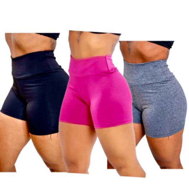 kit 3 SHORTS ZERO TRANSPARÊNCIA curto academia treino