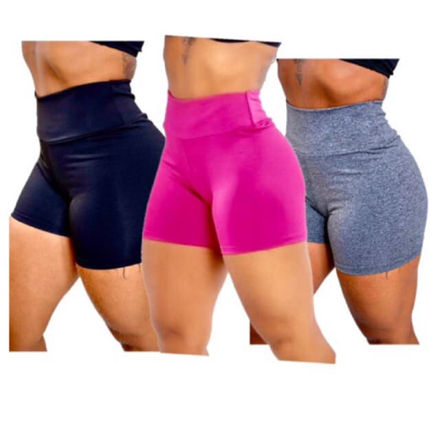 KIT 3 shorts zero transparência básico curto treino shortes feminino Crossfit  academia moda fitness  roupas feminina