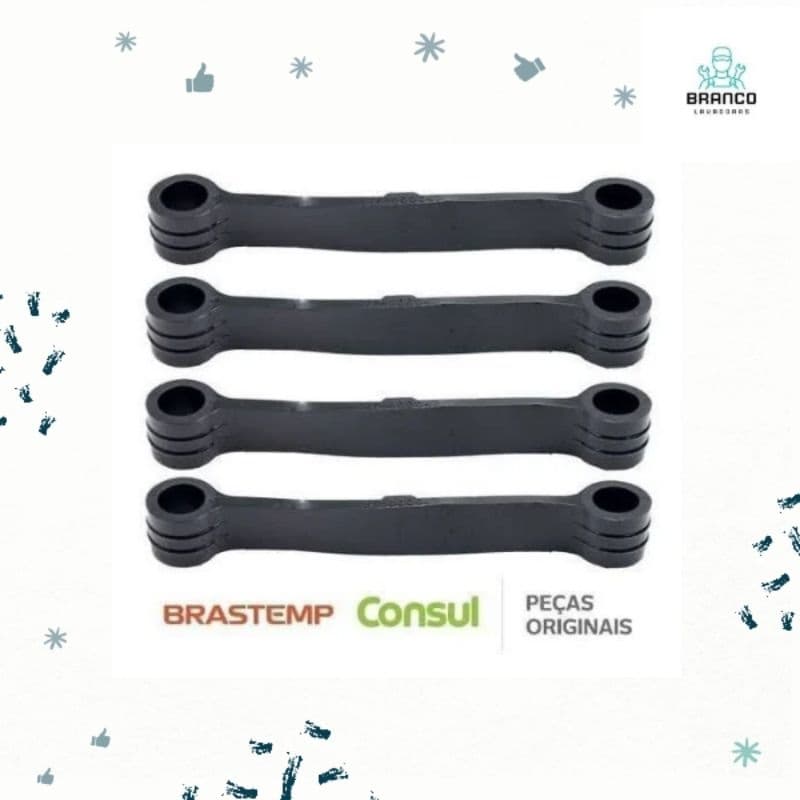 kit com 4 Tirantes Preto para Lavadoras de roupas Brastemp/Consul