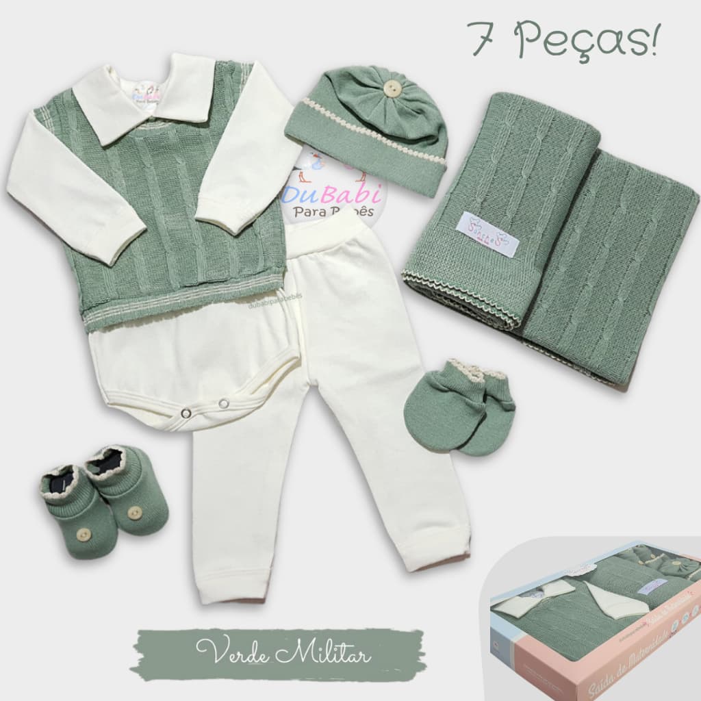 Conjunto Saida Maternidade Completa Recem Nascido Menino Menina 7 peças