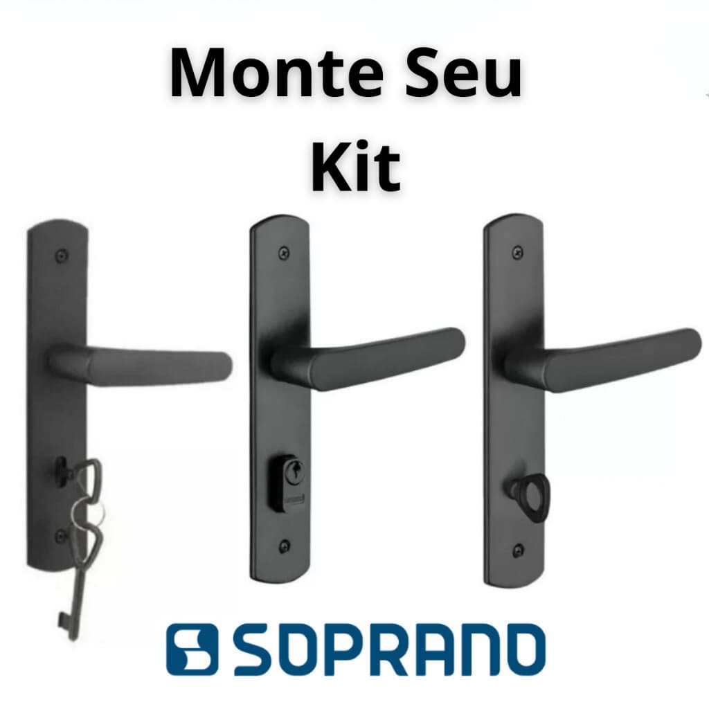 Fechadura para porta Externa/Interna/Banheiro Soprano Modelo Ipanema Preta