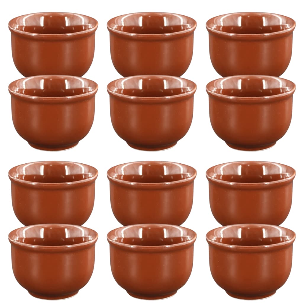 Kit 12 Molheira Cumbuca Porções 300ml Porcelana Marrom