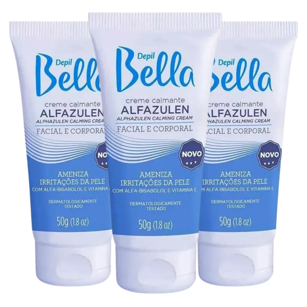 Kit 3 Unidades De Creme Calmante Alfazulen Pós Depilação Depil Bella 50 g