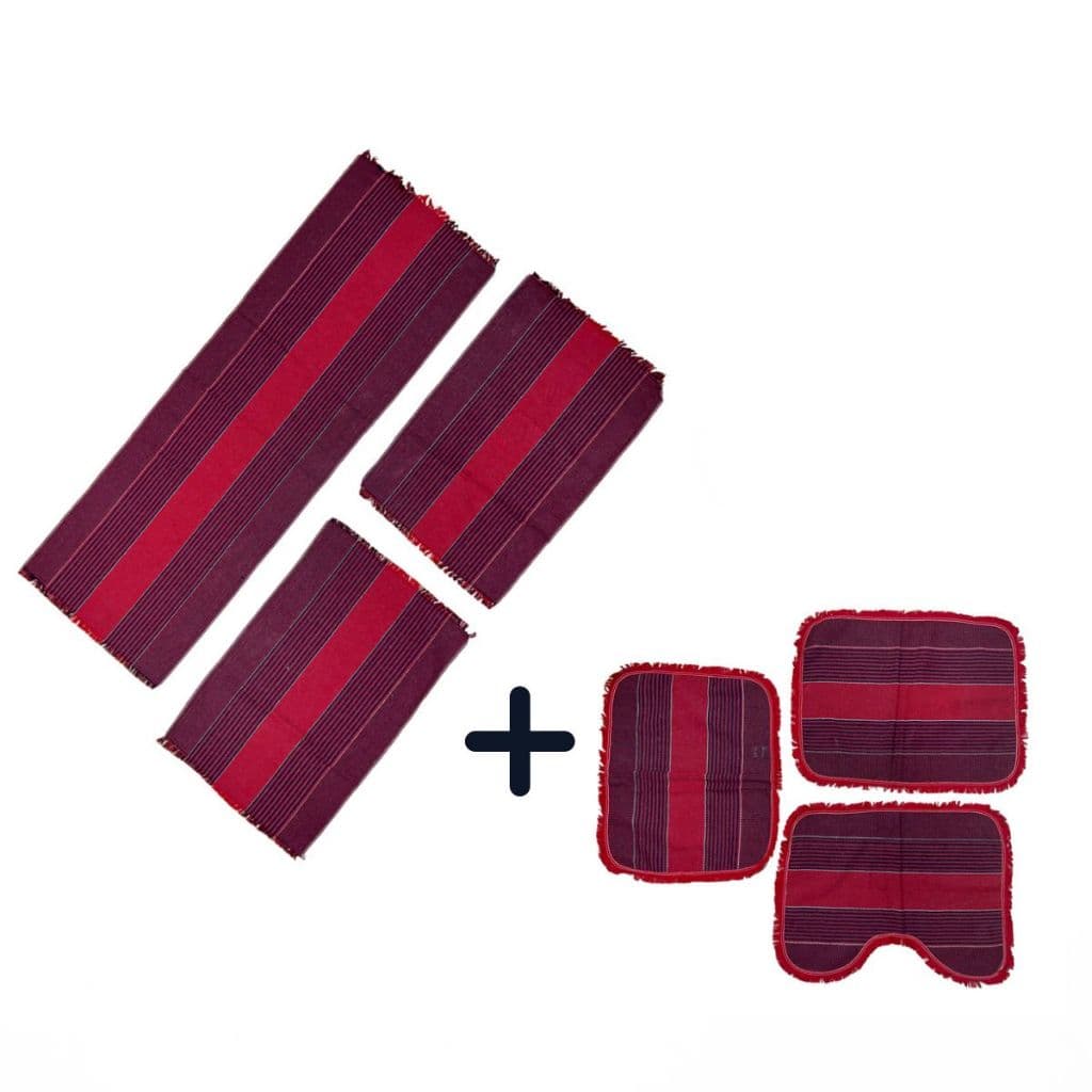 Jogo de Banheiro + Jogo Passadeira Tapete de Cozinha 3 Peças