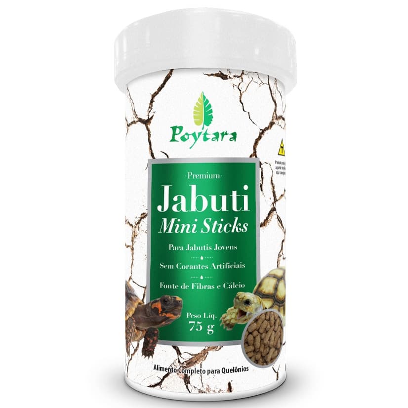 Ração Poytara Jabuti Filhote Mini Sticks Crescimento - 75g