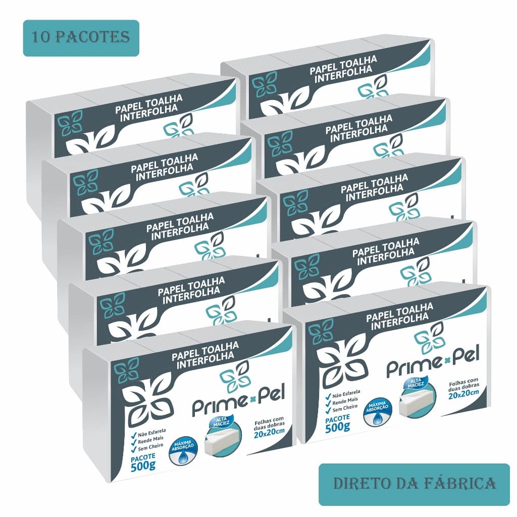 Papel Toalha Interfolha Branco Luxo Banheiro Kit 10 Pacote