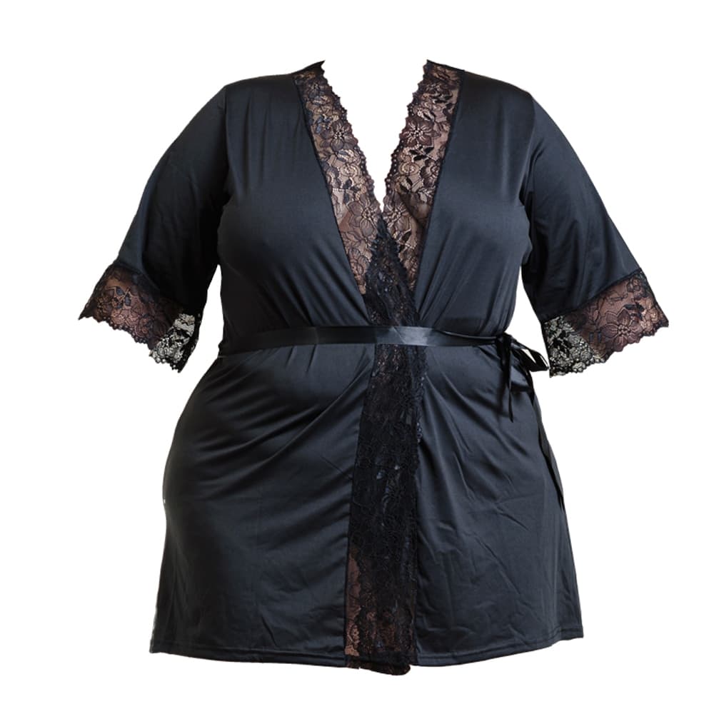 Robe Roupão Plus Size Microfibra e Renda Moda Feminina Com Fita Noite | 851