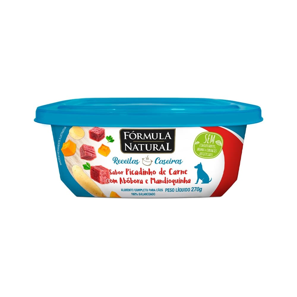 Ração Úmida Fórmula Natural Receitas Caseiras para Cães Adultos Sabor Picadinho de Carne com Abóbora e Mandioquinha 270g