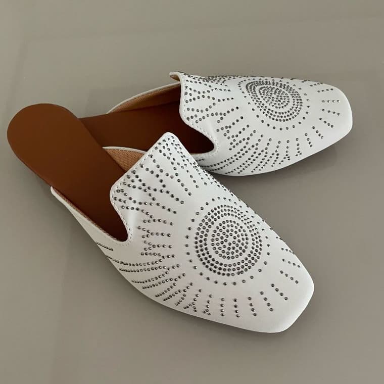 Mule Feminino Sapatilha Detalhe Rotifix Sol Bico Quadrado Sapato Muller Rasteirinha Ref.42