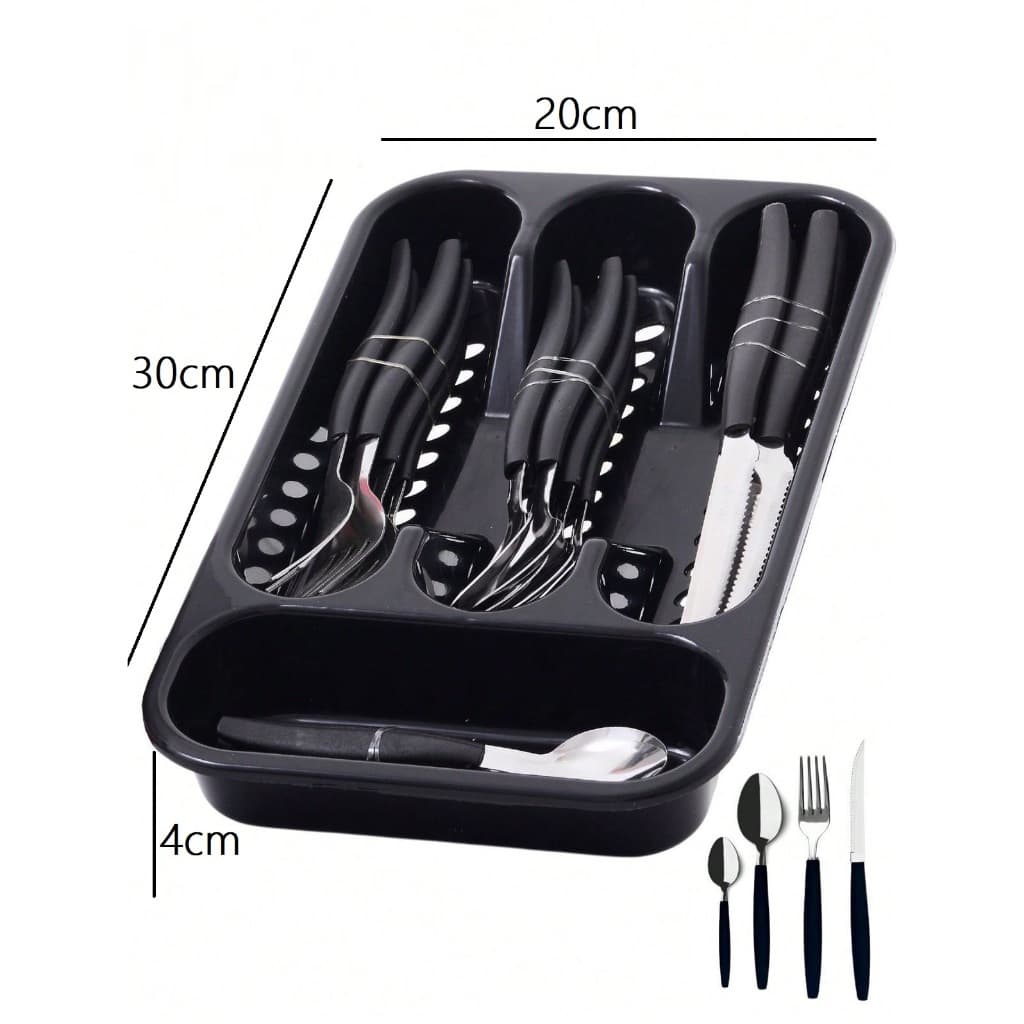 Jogo De Talheres 25 Peças Inox Conjunto Faqueiro Com Porta Garfos Colheres E Facas