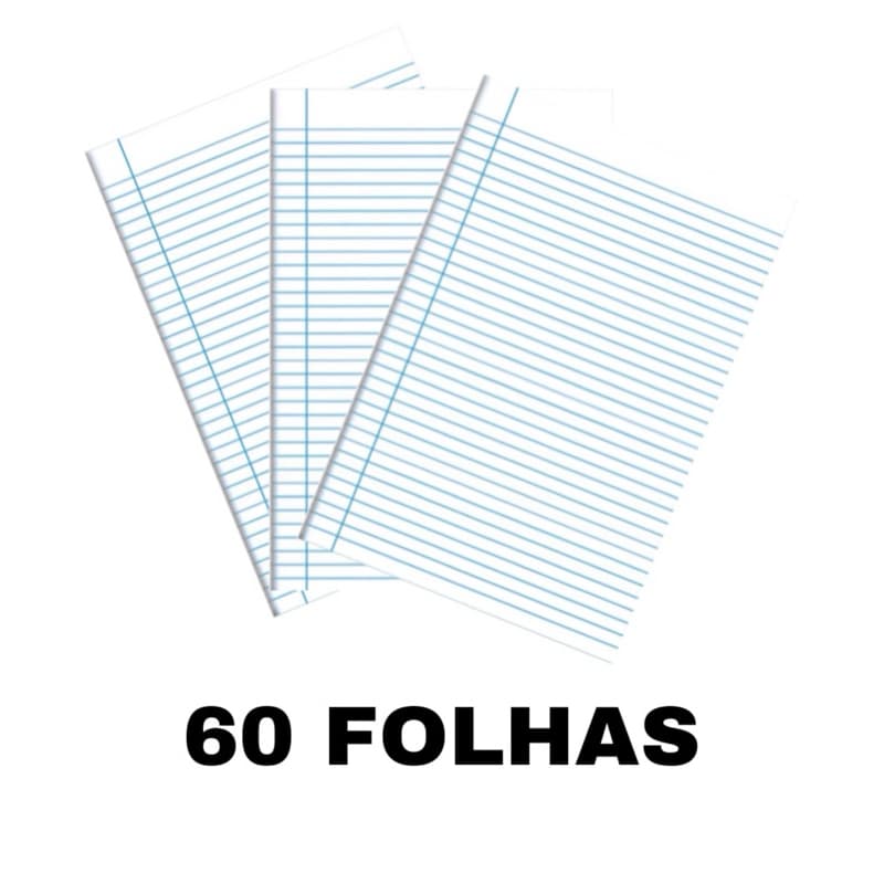 PAPEL FOLHA DE ALMAÇO COM PAUTA E MARGEM 60 FOLHAS