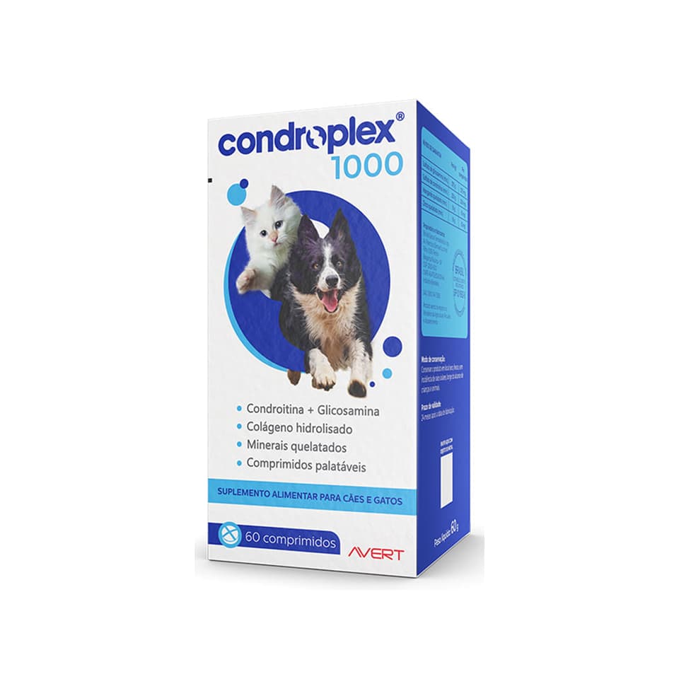 Condroplex 1000 Suplemento Cães E Gatos 60 Comprimidos Avert