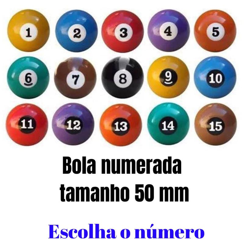 Bola Numerada Avulsa Para Sinuca/ Bilhar/ Snooker Tamanho 50 mm 1 Unidades