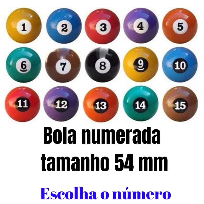 Bola Numerada Avulsa Para Sinuca/ Bilhar/ Snooker Tamanho 54 mm 1 Unidades