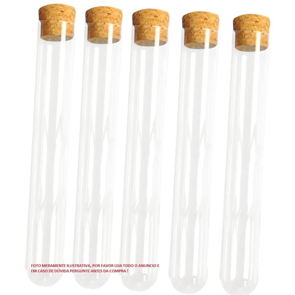 Tubo De Ensaio De Vidro 16x150mm Com Tampa Rolha Pct Com 20 tempero artesanato