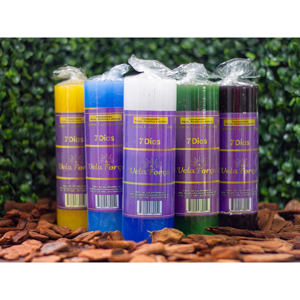 12 Velas 7 dias - Diversas Cores - Parafina Pura