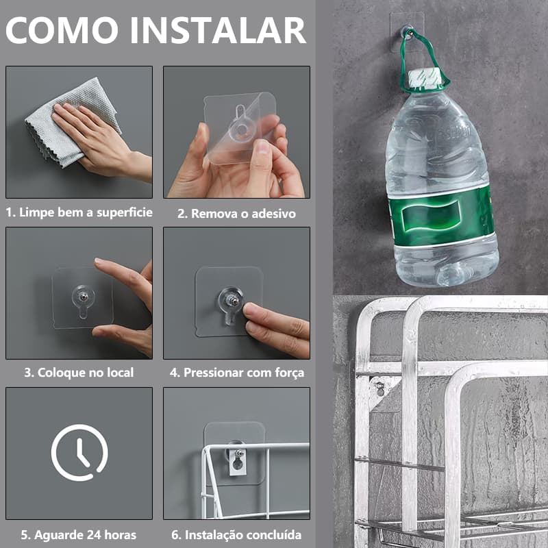 10 Pcs Gancho Inclugico Sem Unhas Transparente Pegajoso Pesado Gancho De Parede Ganchos para mural