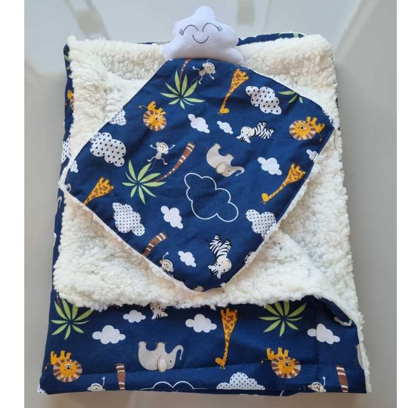 Kit Coleção safari manta cobertor para bebe + 1 naninha