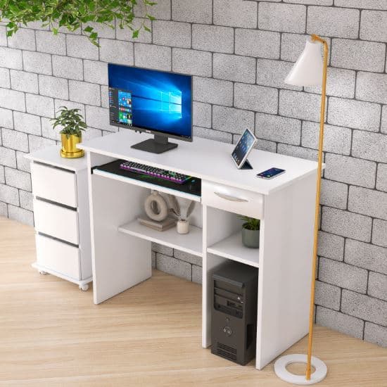 Escrivaninha Para Pc 90cm Com Suporte De Teclado E Gaveta