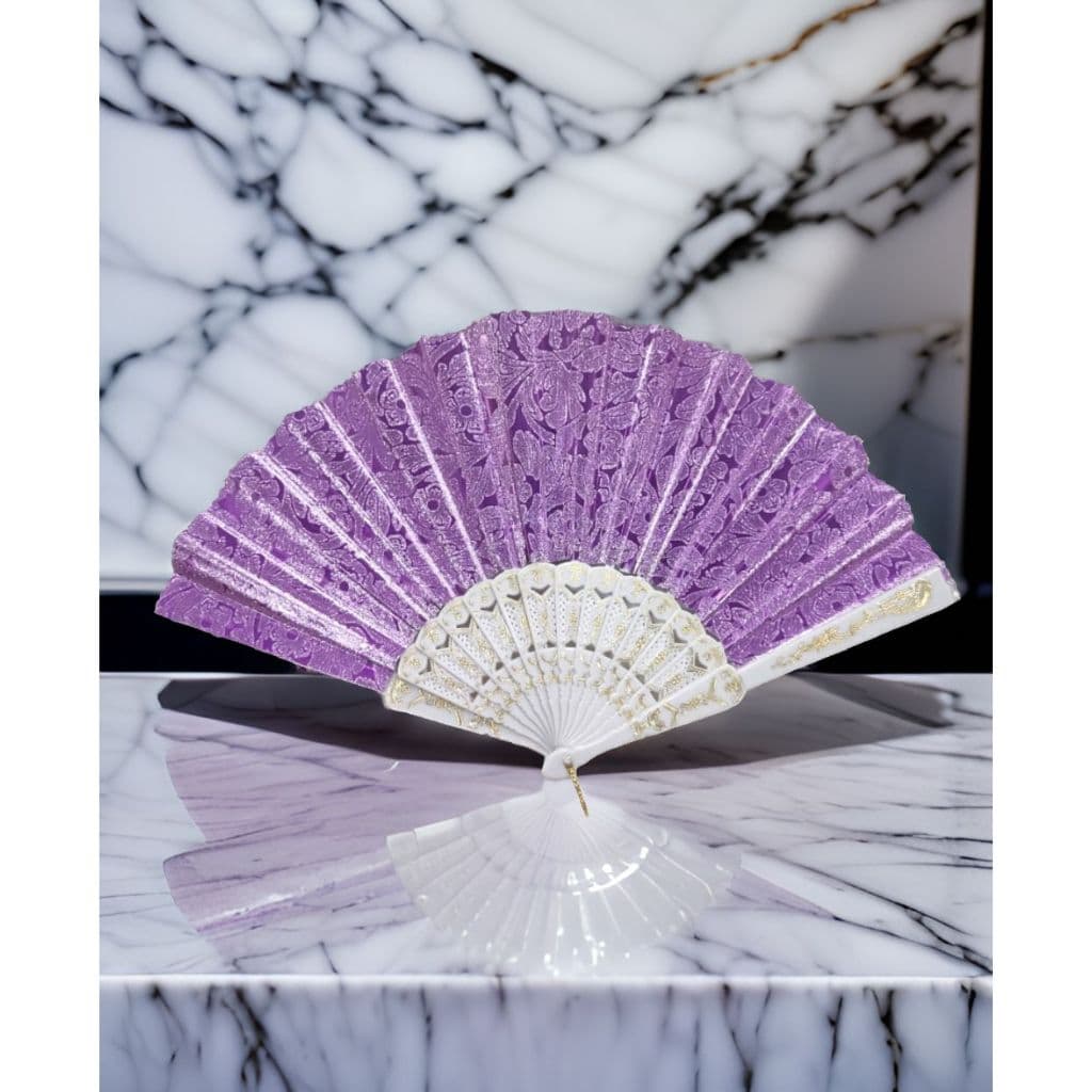 Leque Tecido Estampado Metalizado Floral Brilho Luxo