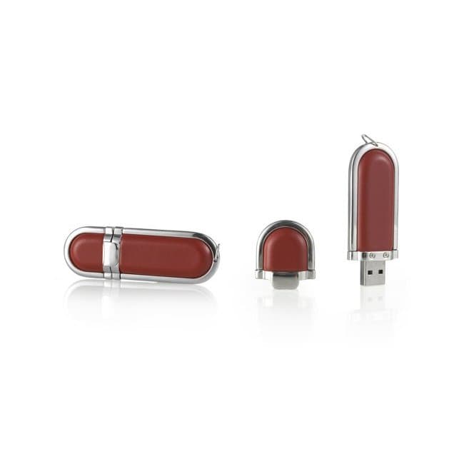 (REF-C102) Pen Drive Couro Oval Personalizado USB 2.0
