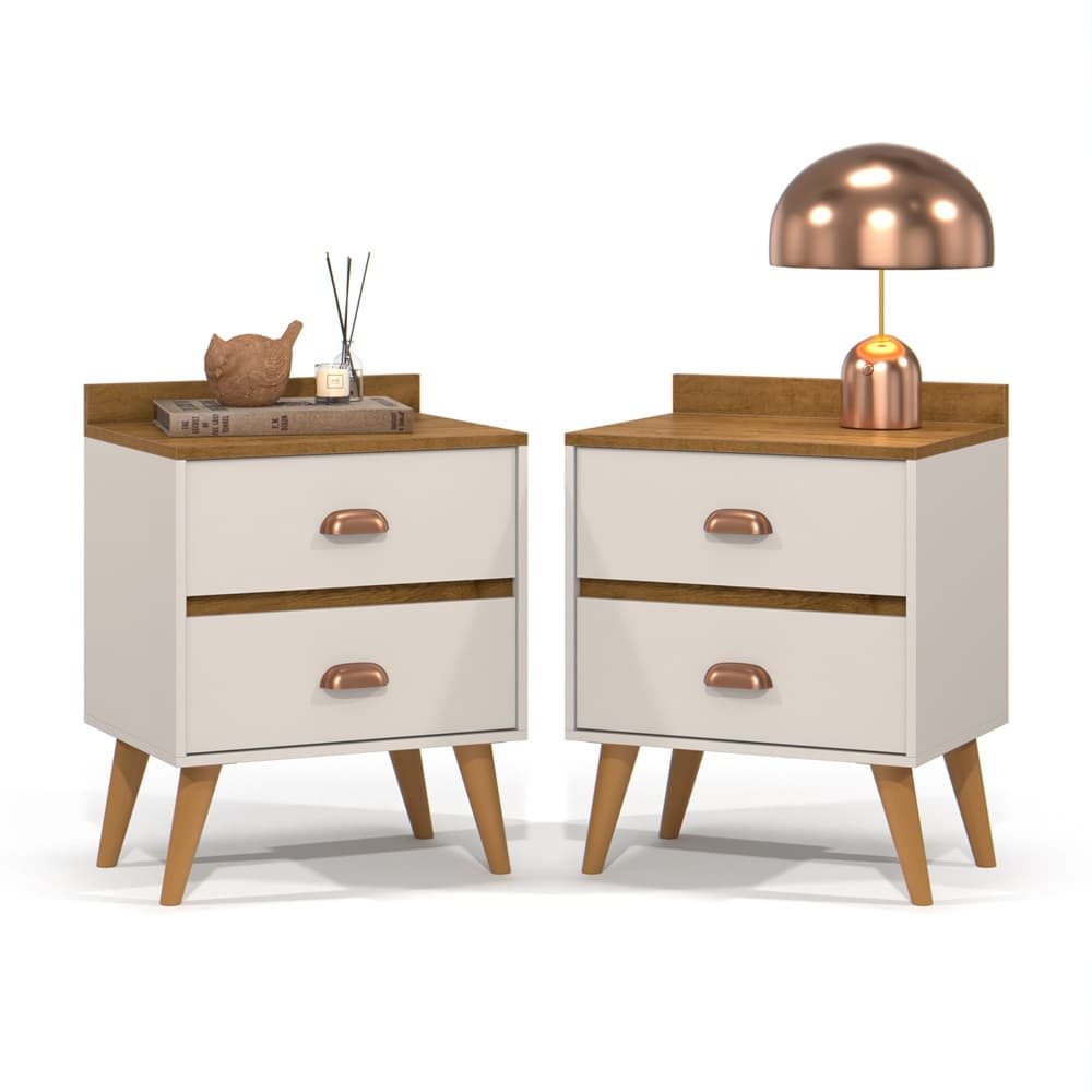 Kit com 2 Mesa de Cabeceira Madero pé retrô - Cores