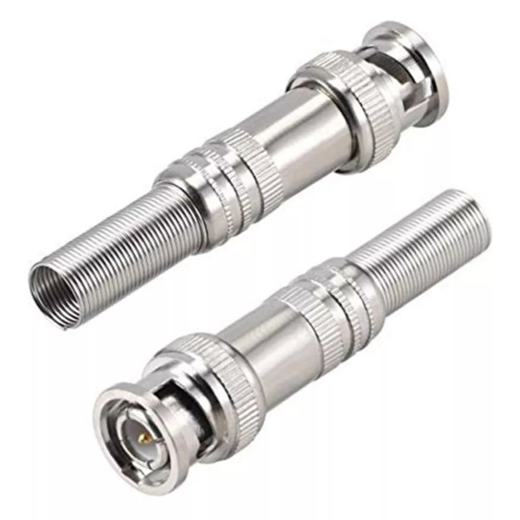 Kit 10 Conector Bnc Macho Com Mola E Parafuso P/ Cftv Camera
