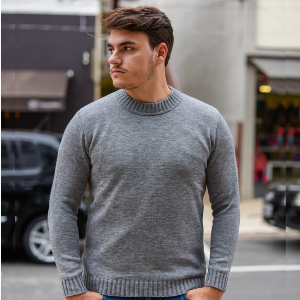 Sueter Masculino Trico Blusa Gola Redonda Malha Alta Qualidade Manga Longa