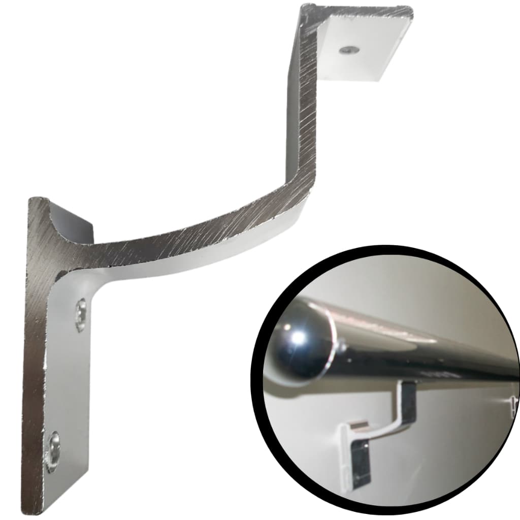 KIT 6 SUPORTE RETO CORRIMÃO DE ALUMÍNIO PARA ESCADA 06 PEÇAS