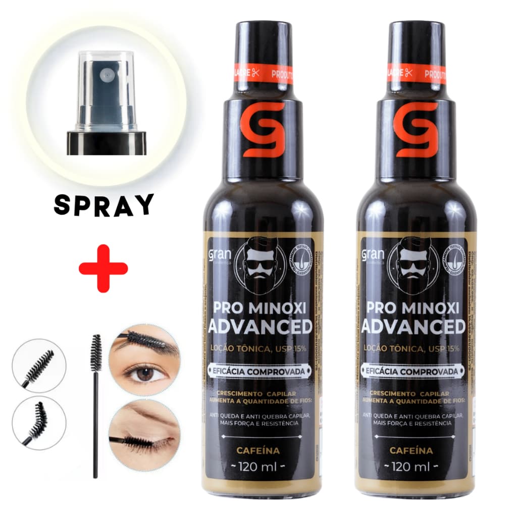 Kit 2 Pro Minoxi Advanced Serum de Crescimento + Escovinha Estimuladora Para Sobrancelha